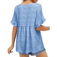 thumbnail image 4 of ZXZY Women Floral Printed Ruffled Short Sleeves V Neck Babydoll Top, 4 of 6