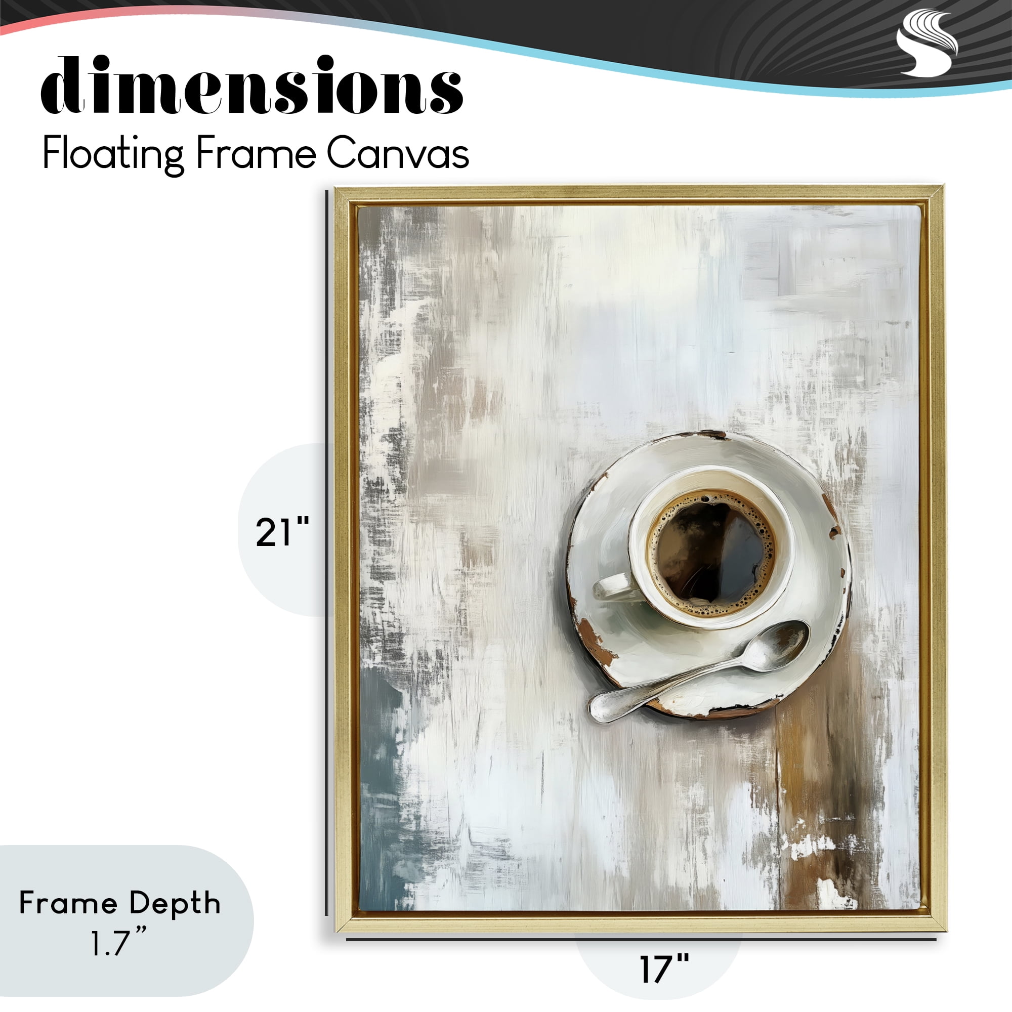Stupell Industries Neutral & Rustic Cup of Coffee Gold Framed Floater Canvas Wall Art, design by LSR Design Studio
