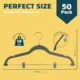 thumbnail image 2 of Velvet Skirt Hangers – with Adjustable Clips, 360 Degree Swivel Hook, and Non-Slip Shoulder Notch, Holds Up to 10 lbs, for Organizing Skirt, Pants, Dress, and Clothes, Gray, 2 of 4