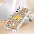 thumbnail image 5 of Glitter Clear Sparkly Bling Case for Samsung Galaxy A34 5G for Women Girls, Flowing Liquid Quicksand Cover with Diamond Ring Holder Case for Samsung Galaxy A34 5G  Gold, 5 of 7