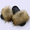thumbnail image 2 of Womens Artificial Fur Slippers Slides Lady Fuzzy Sandals Open Toe Anti-Slip Shoes, 2 of 4