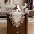thumbnail image 6 of DefiDgd 47x16inch Burlap Lace Table Runner,Vintage Breathable Rustic Design Elegant Embroidered Floral Lace Cover for Farmhouse Wedding Dinner Holiday Birthday Party Home Tabletop Decor(K), 6 of 6