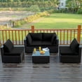 thumbnail image 2 of Costway 5PCS Patio Rattan Furniture Set Cushioned Sofa Chair Coffee Table Black, 2 of 11