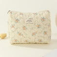 thumbnail image 4 of 3Pcs Quilted Makeup Bag Printed Women Cotton Daily Purse Set (Orange Flower), 4 of 8