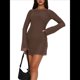 thumbnail image 2 of Vestido Mini de Larga para Mujer, Cuello , , Mangas Acampanadas, Espalda Anudada, Transparente, Sin Espalda, Ajustado, Y2K, Corto Marrón M, 2 of 6