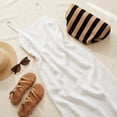 thumbnail image 6 of Women Summer Beach Woven Cloud Bag Dumpling Purse Striped Ruched Evening Handbag Black Yellow, 6 of 7