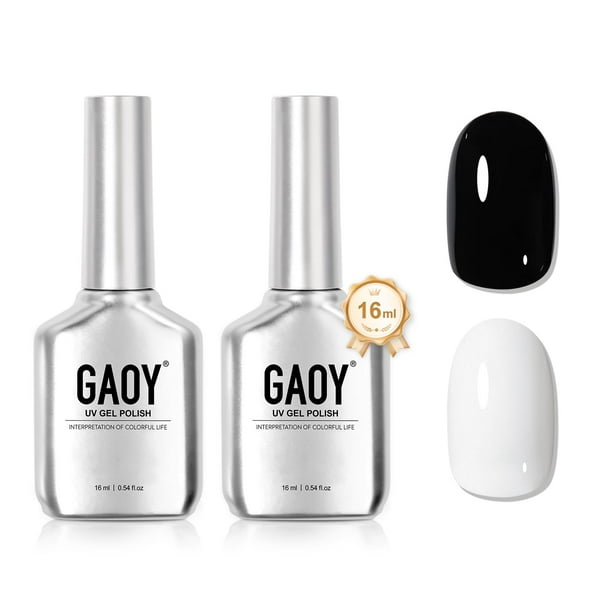 Kit de esmaltes de uñas en gel GAOY, blanco y negro, 16 ml, Soak Off UV