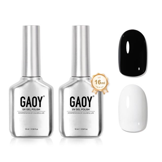 Kit de esmaltes de uñas en gel GAOY, blanco y negro, 16 ml, Soak Off UV