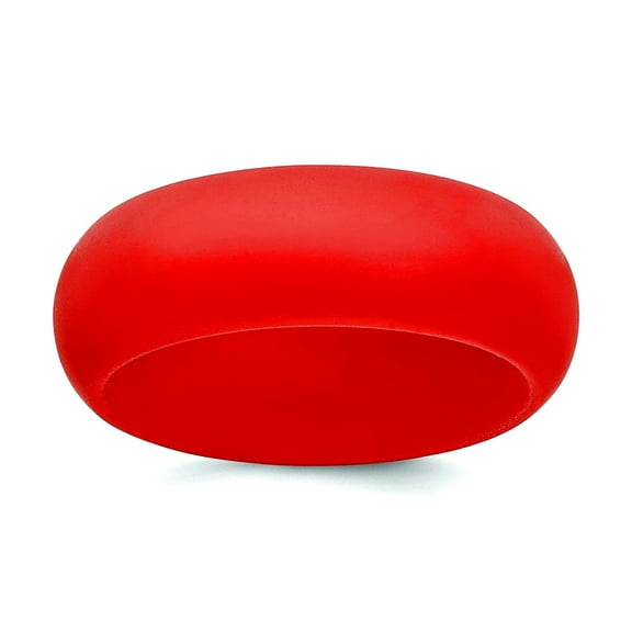 Silicone Red 8mm Domed Band Size 6 Ring for Women and Men - 1.5 Grams