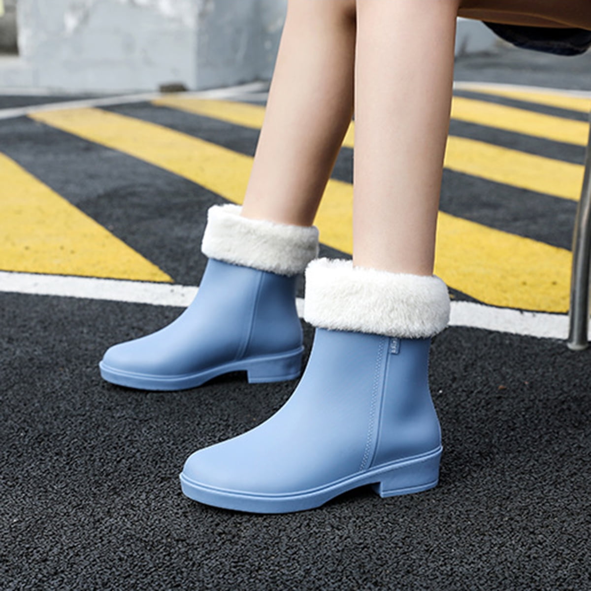 AUXDIQ Rain Shoes Women Mid-calf Boots Waterproof Rain Boots Outdoor Garden Shoes