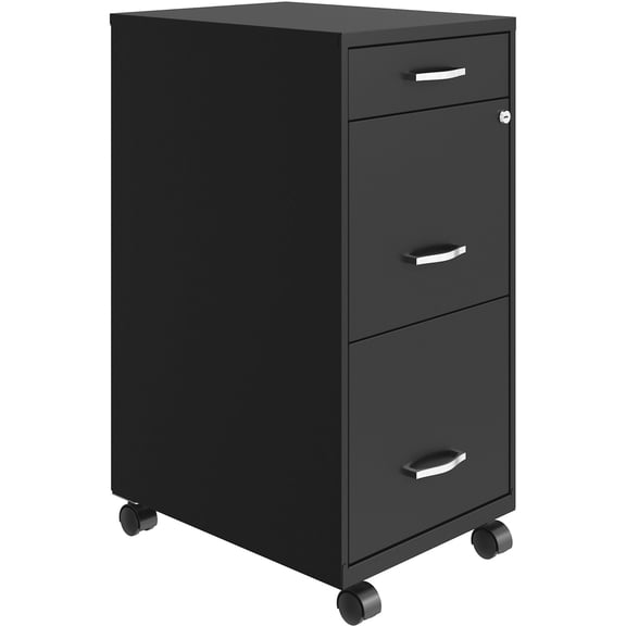 Lorell LYSVF318BMBK 18 in. Three-Drawer File Organize Cabinet, Black
