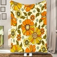 thumbnail image 2 of Cozy Floral Flannel Blanket – Soft Warm and Lightweight for Sofa Bed Office or Travel – Vibrant Orange & Green Geometric Design – Perfect for All Seasons, 2 of 7