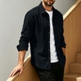 thumbnail image 6 of Loose Fit Button Up Shirt Jacket For Men, Solid Lapel Long Sleeve Casual Top, Fall Daily Layering Pocket Shacket, 6 of 7