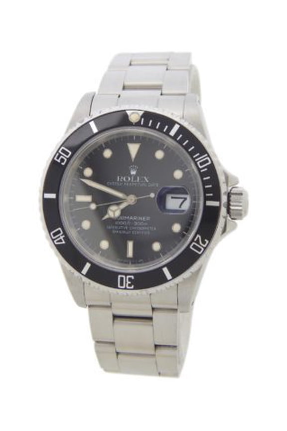 Pre-Owned Mens Rolex Black Stainless Steel Submariner Watch Black Dial 16610