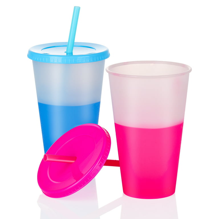 Chainplus 24oz Straw Cup With Lid Color Changing Coffee Cup 5Pack