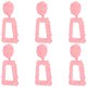 thumbnail image 4 of 3 pares de pendientes de gota trapezoidal hueca geométrica rosa que cuelga joyería de oreja de moda, 4 of 14