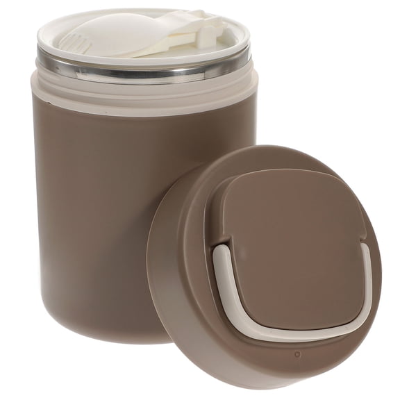 LOLIPPYY Brown Thermal Soup Mug with Lid Food Grade Stainless Steel Insulated Cup for Portable Use