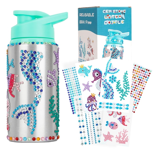 Kit de decoración de botellas de agua Fenreen con pegatinas de sirenas para niñas