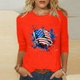 thumbnail image 6 of Dazajoo American Flag Shirts 4th of July Women Vintage USA Patriotic Shirt Summer Casual Round Neck 3/4 Sleeves T-Shirt Tops Blouse for Women 2024 Today Deals,Orange,S, 6 of 6