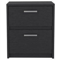 HomeRoots 19 in. Two Drawer Faux Wood Nightstand, Black