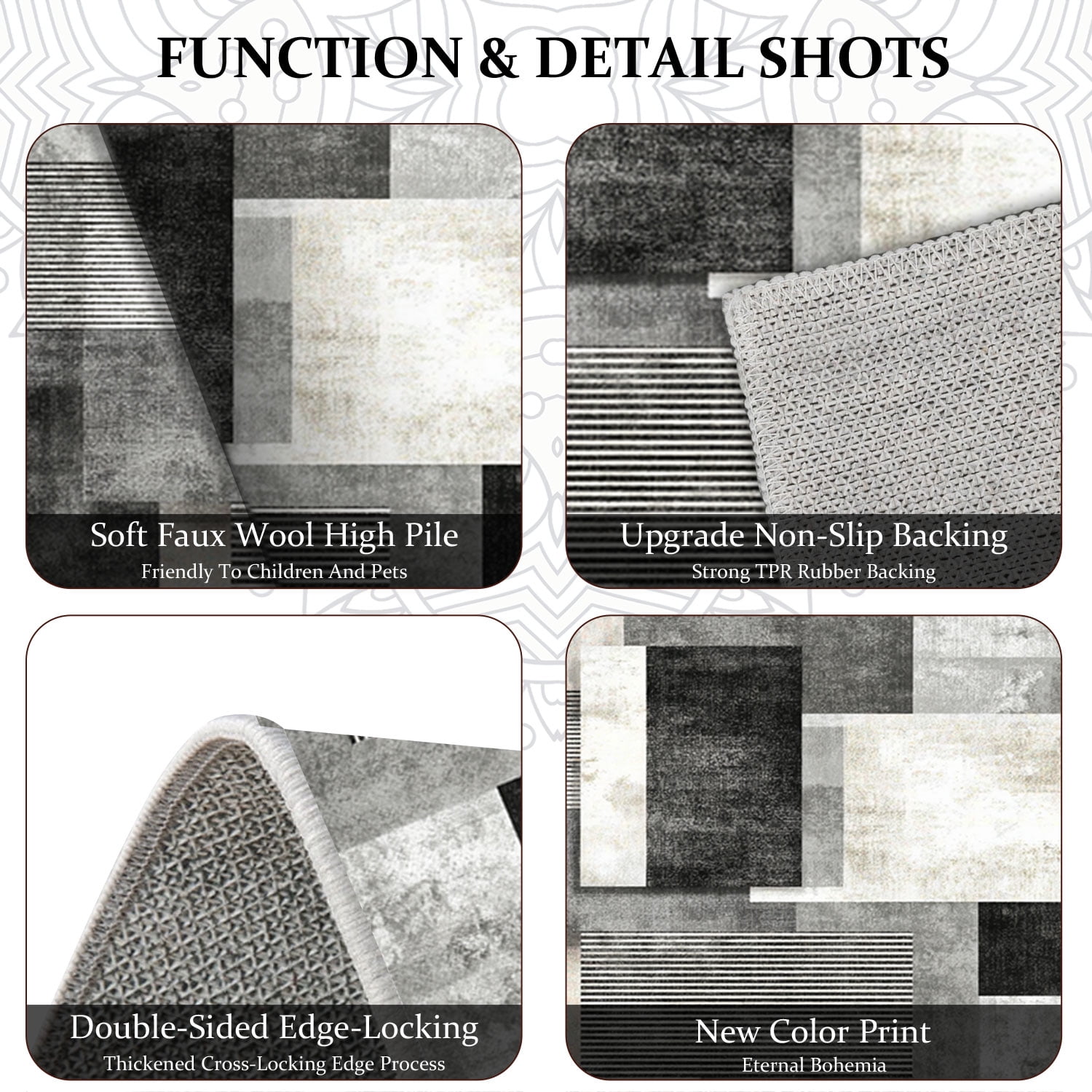 3 Piece Kitchen Rug Set, Non-Slip And Washable, Abstract Pattern Kitchen Hallway Rug, Soft And Comfortable, Suitable For Sinks, Floors, Entrances, Hallways and Bathrooms