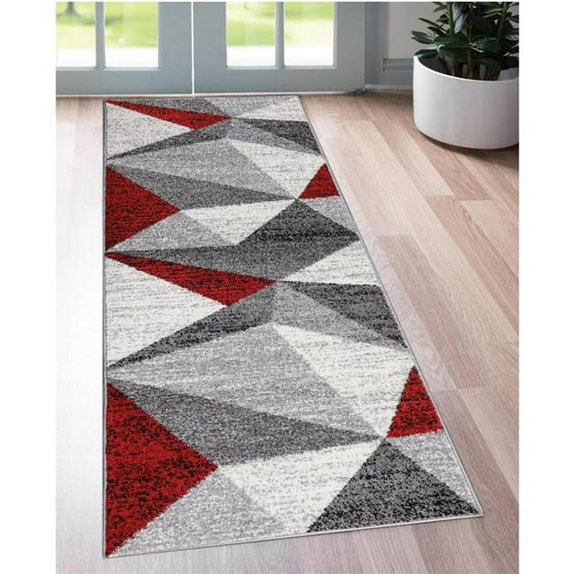 Lbaiet CH866R81 Yaritza Geometric 8 x 10 ft. Rectangle Area Rug, Red, White & Gray
