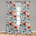 thumbnail image 2 of Flowers Window Curtains, Spring Concept Garden Blooming Floral Pattern with Watercolor Leaves Art, Lightweight Decor 2-Panel Set with Rod Pocket, Pair of - 28"x84", Dark Coral Ceil Blue, by Ambesonne, 2 of 3