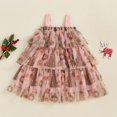 thumbnail image 6 of Toddler Kids Girl Christmas Cake Dress Wreath Print Sleeveless Layered Tulle Tutu Dress Cake Smash Outfits Dresses 1-8Y, 6 of 7
