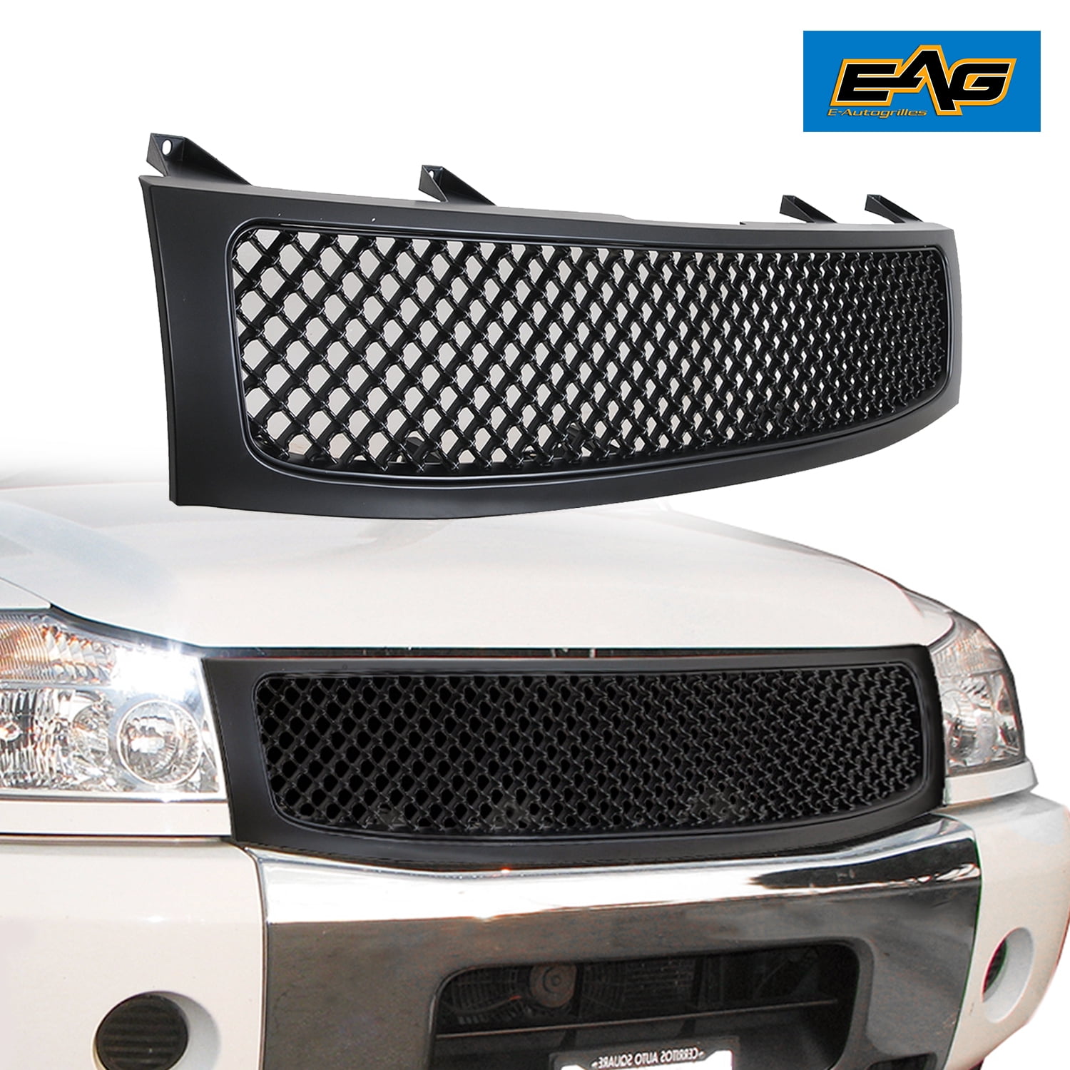 EAG Replacement Mesh Grille Front Hood Full Grill Fit for 04-12 Nissan Titan/05-07 Nissan Armada 