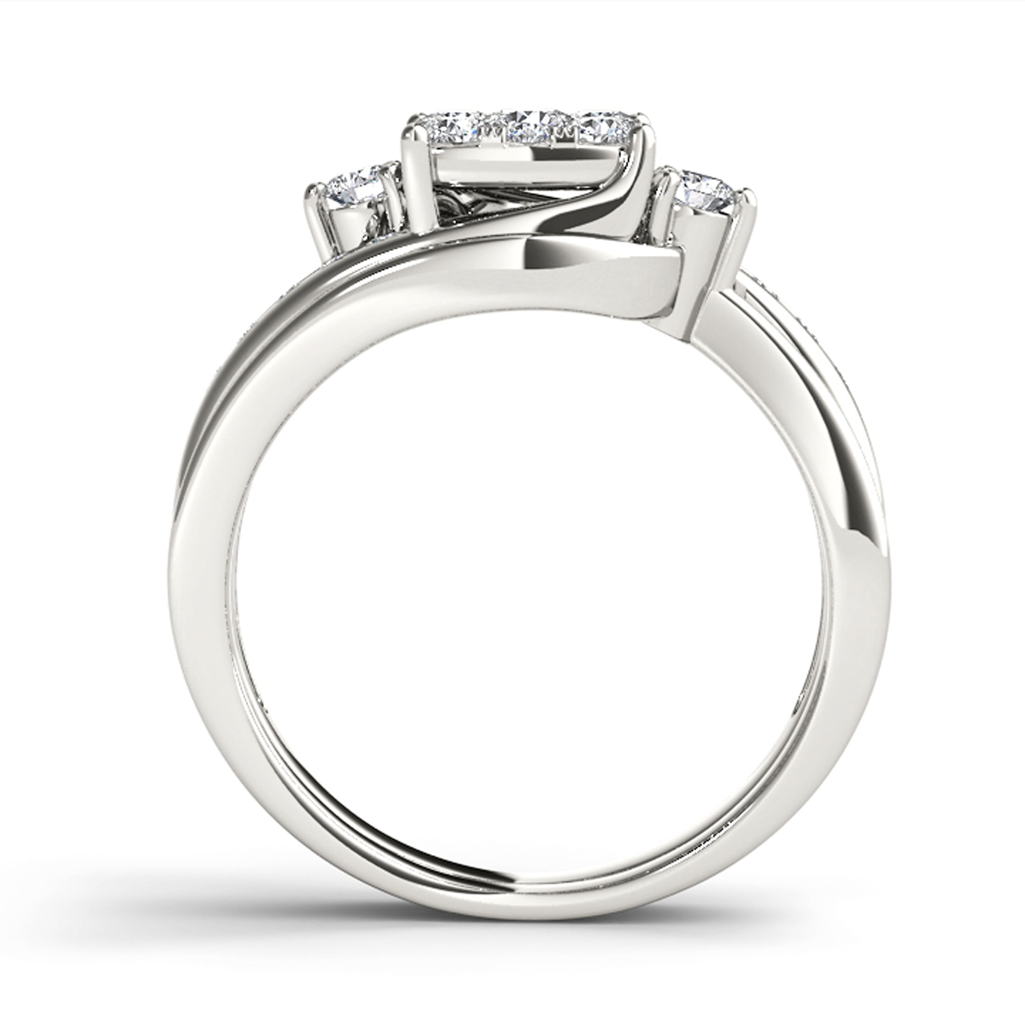 3/4 Carat T.W. Diamond 10kt White Gold Cluster Engagement Ring Set