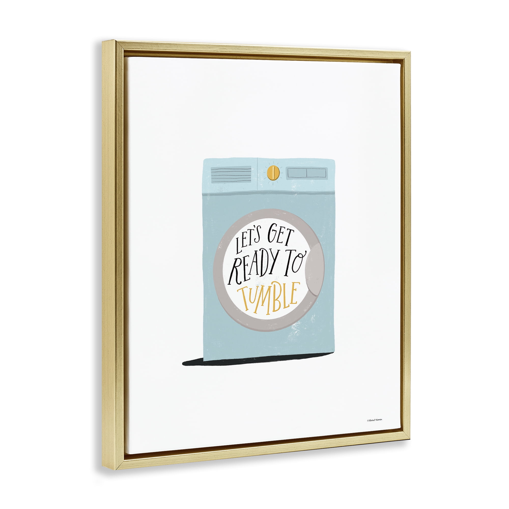 Stupell Industries Ready to Tumble Laundry Typography Painting Gold Floater Framed Art Print Wall Art, 25 x 31