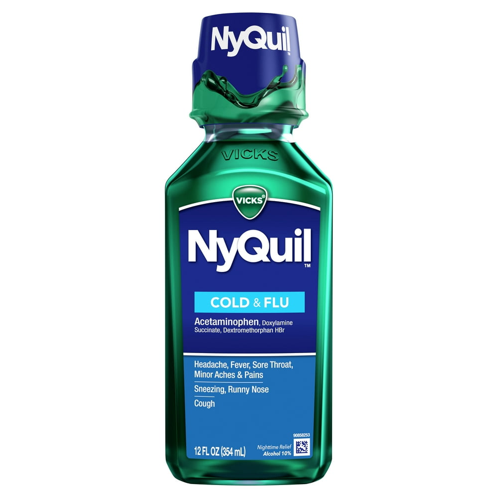 Vicks NyQuil Nighttime Cold & Flu Relief, Original Flavor, 12 fl oz