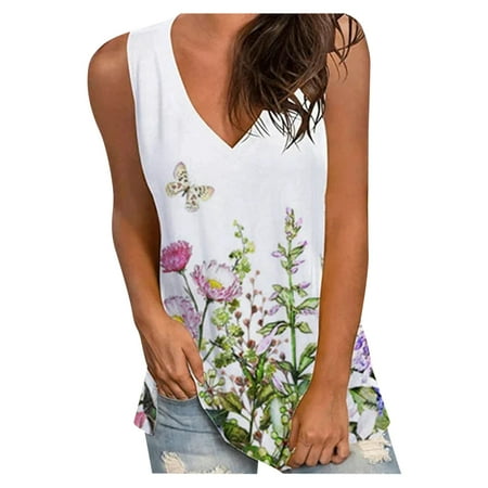 

LBECLEY Sleeveless Tee Shirt Women Printing Tee Sleeveless V-Neck Women s Loose Prints Blouse Vest T-Shirt Casual Women s Blouse Bra Shirts Women D Xl