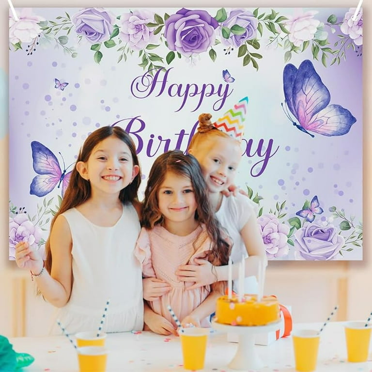 151-Piece Purple Butterfly Birthday Decorations Set - Complete Party Kit For Girls With Backdrop & Balloons