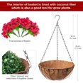 thumbnail image 5 of Artificial Hanging Flowers in Basket, Artificial Petunias Arrangement, inch Coconut Lining Basket with Morning Glories Fake Plants for Patio Garden Porch Deck Spring Decoration(Fuchsia), 5 of 5