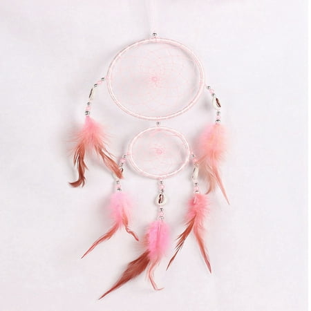 Two Circle Dream Catcher With Shell Feather Windbell Car Wall Hanging Ornaments