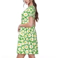 thumbnail image 2 of Gukieu Daisies Flowers Print Women's Short Sleeve Dress, Elastic Waistband A-line with Pockets Summer Dress, Suitable for Daily Leisure, Work, Vacation, 2 of 6