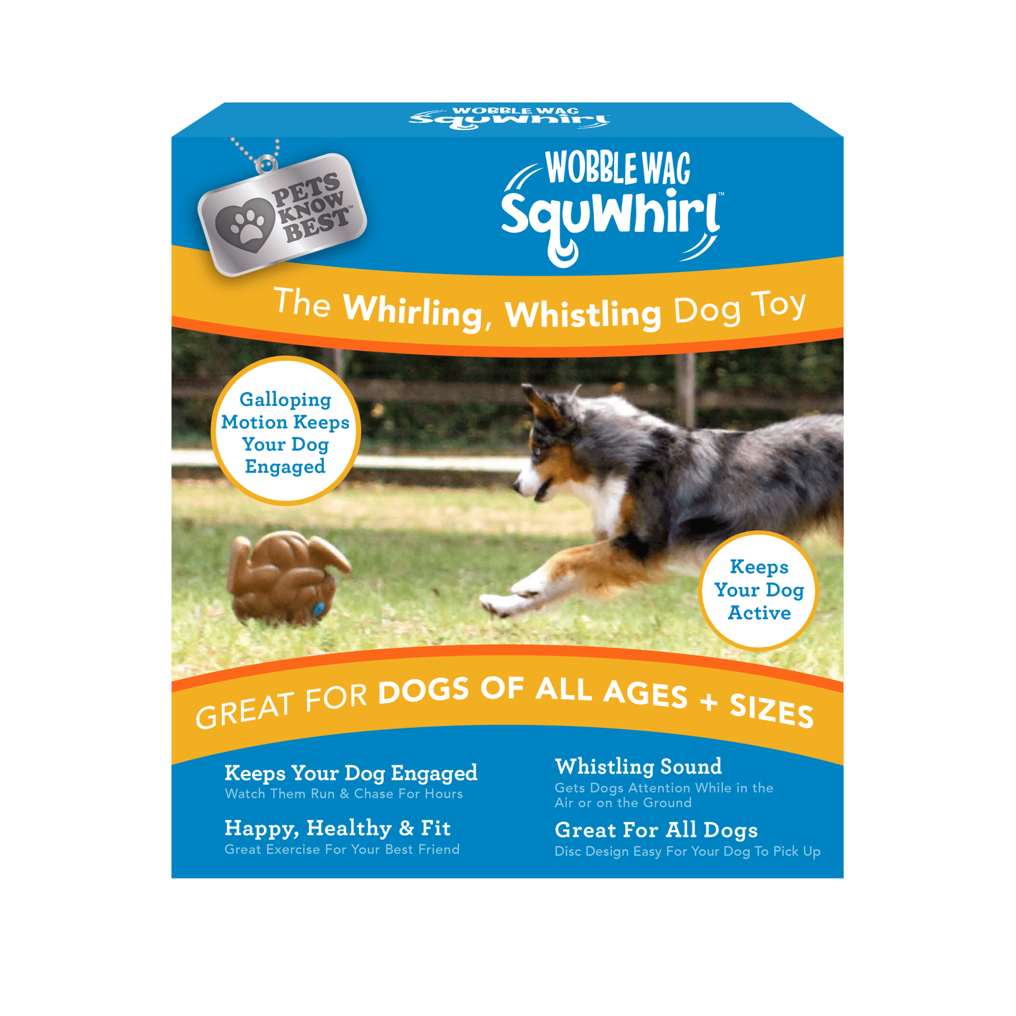 (2 pack) Pets Know Best SquWhirl Dynamic Tumbling Dog Toy - Fun Whistling Disc for Endless Playtime, Brown