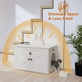 thumbnail image 6 of Cat Litter Box Enclosure, Litter Box Furniture Hidden with Removable Divider, Wooden Cat Washroom Furniture, Indoor Cat House, White, 6 of 8
