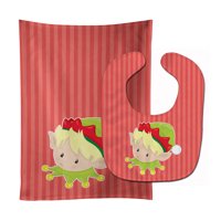 Christmas Blonde Boy Elf Baby Bib & Burp Cloth