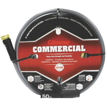 Gilmour 29 Commercial Garden Hose Heavy Duty Brass Couplings with O-ring, 5/8 in ID, 50 ft L, Gray