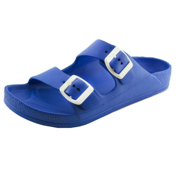 SNJ - Women's Lightweight Comfort Soft Slides EVA Adjustable Double Buckle Flat Sandals