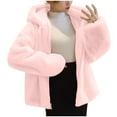 thumbnail image 2 of Lovskoo Women's Faux Fur Fleece Coat Spring and Winter Trendy Thick Warm Short Shearling Fuzzy Furry Jacket with Hood Pink, 2 of 9