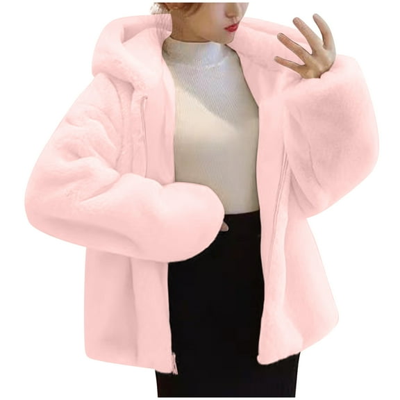 BSDJILFG Fleece Jackets for Women Button Down Cardigan Fuzzy Bomber Jacket Warm Parkas Outerwear with Pockets