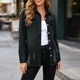 thumbnail image 6 of Women's Loose Fit Long Sleeve Button Lapel Pocket Cowboy Tops Solid Color Blouse Comfy Casual Daily Wear Weekend Outfits | CSEONE,Black L, 6 of 7