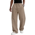 thumbnail image 2 of Dwellite Sweatpants Mens Plus Size Wide Leg Running Workout Jogger Pants Hiking Travel Oversized Comfortable Elastic Waist Fall Winter Sweatpants with Pockets Light Brown XL, 2 of 7