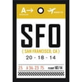 thumbnail image 1 of San Francisco, California - SFO - Luggage Tag - Lantern Press Artwork (16x24 Giclee Art Print, Gallery Framed, Black Wood), 1 of 1
