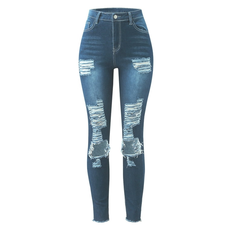 Gubotare Jeans For Women Women's Flirty Curvy Skinny High Rise Insta  Stretch Juniors Jeans,Light Blue S