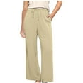 thumbnail image 1 of FNFYFH Clearance Ladies Casual Long Linen Trousers Loose Fit Solid Color Summer, 1 of 8