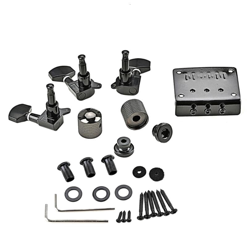 CEORPER 3 Strings Guitar Saddle Bridge Set Tuning Pegs Control Knobs Wrench Strap Locks